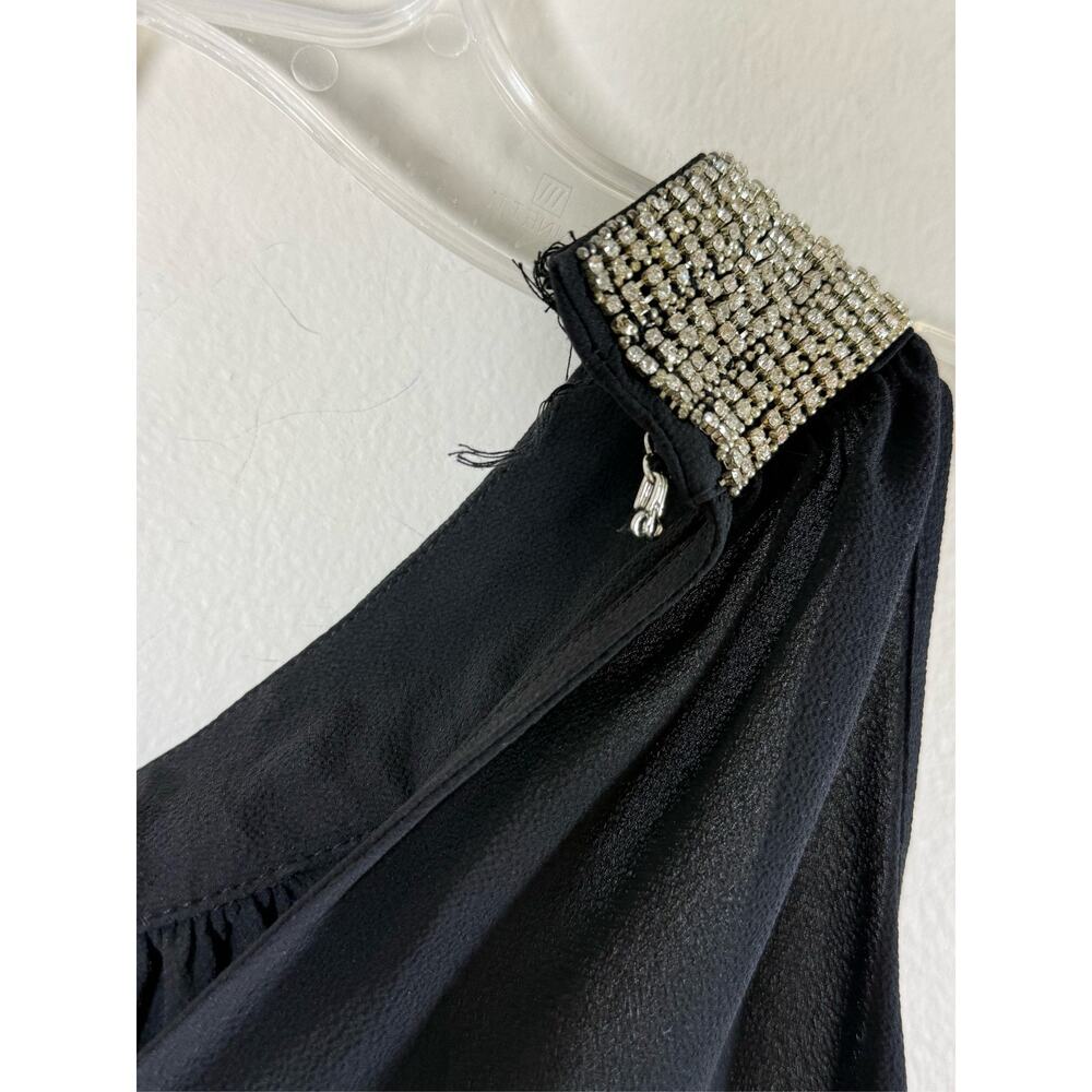 Worthington Black Embellished Rhinestone Halter Top Dressy - Picture 6 of 7